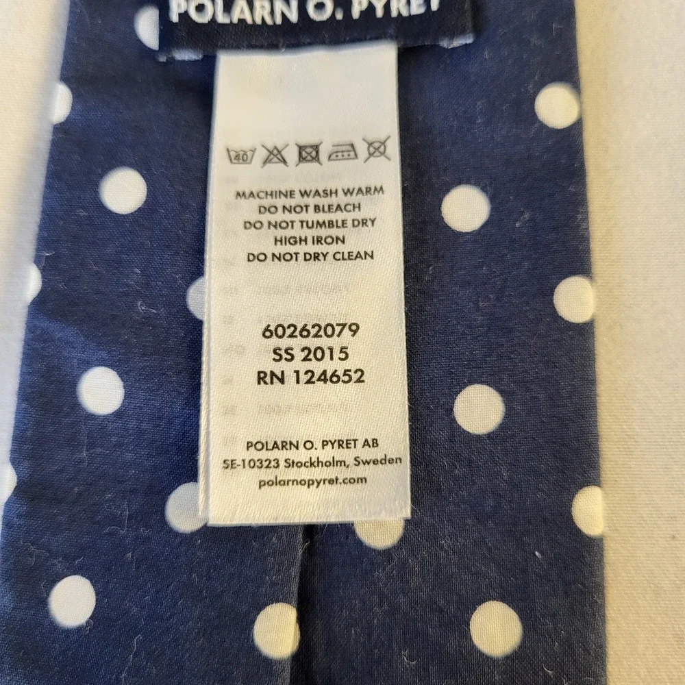 Polarn O Pyret Kids Navy White Polkadot Adjustable Necktie with Snap